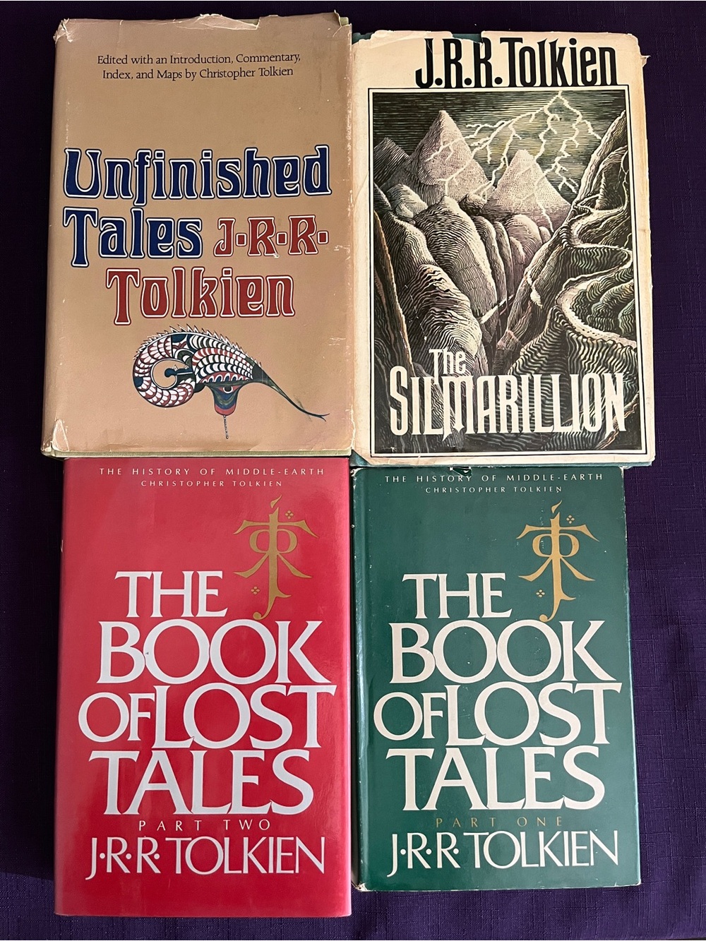 Tolkien Hardcover Lot Silmarillion Unfinished Tales Book Lost Tales 1st Ed Map
